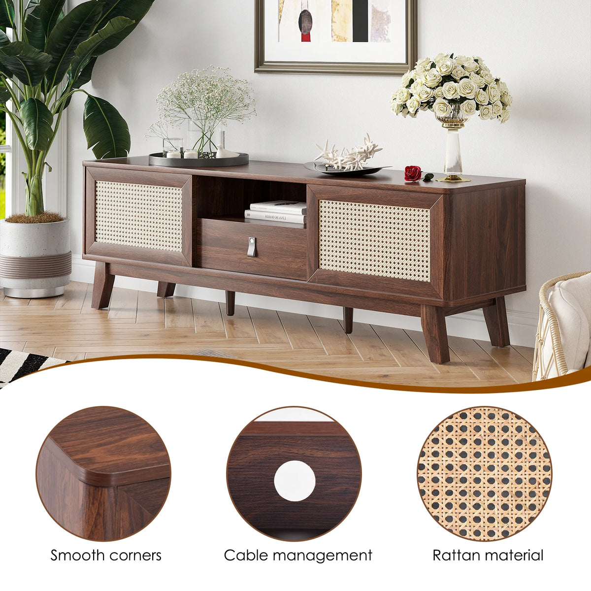 Rattan Door Media Console