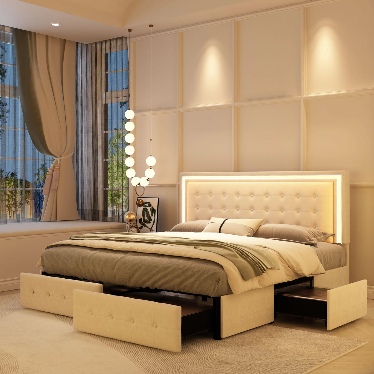 LED Storage Bed Frame