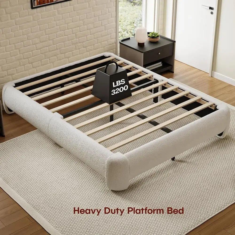 Bouclé Platform Bed Frame detail 8