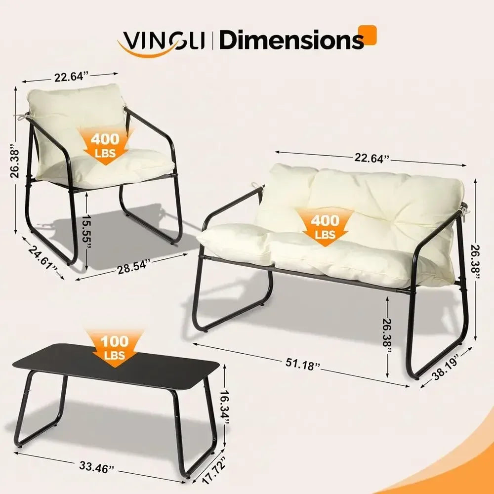 Dimensions diagram for Four-Piece Patio Conversation Set