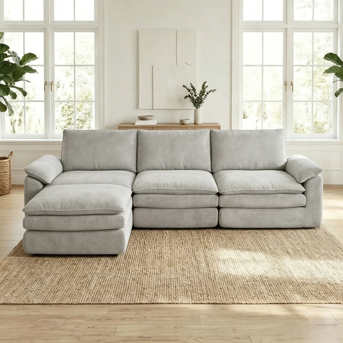Chenille L-Shaped Sectional