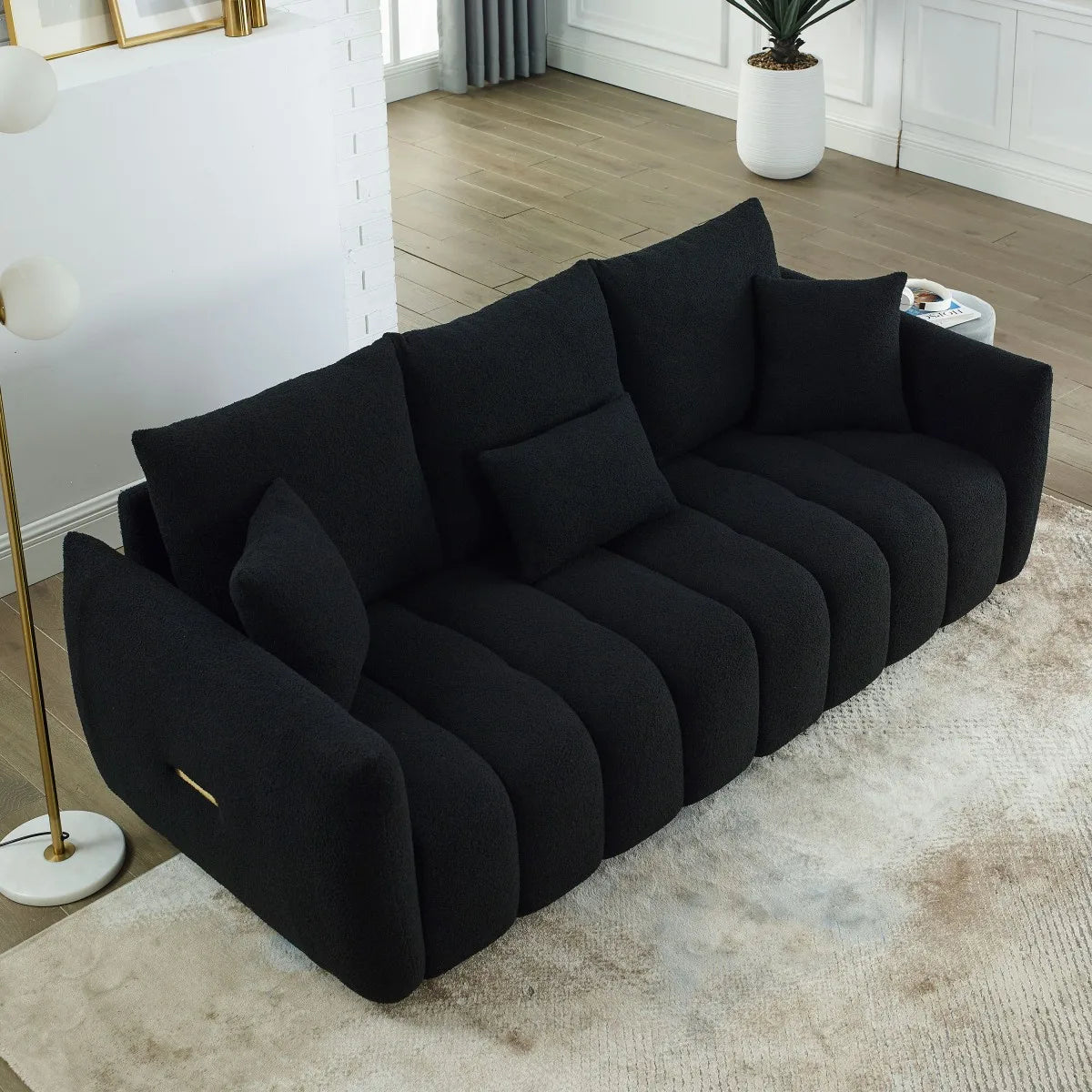 Bouclé Three-Seat Modular Sofa