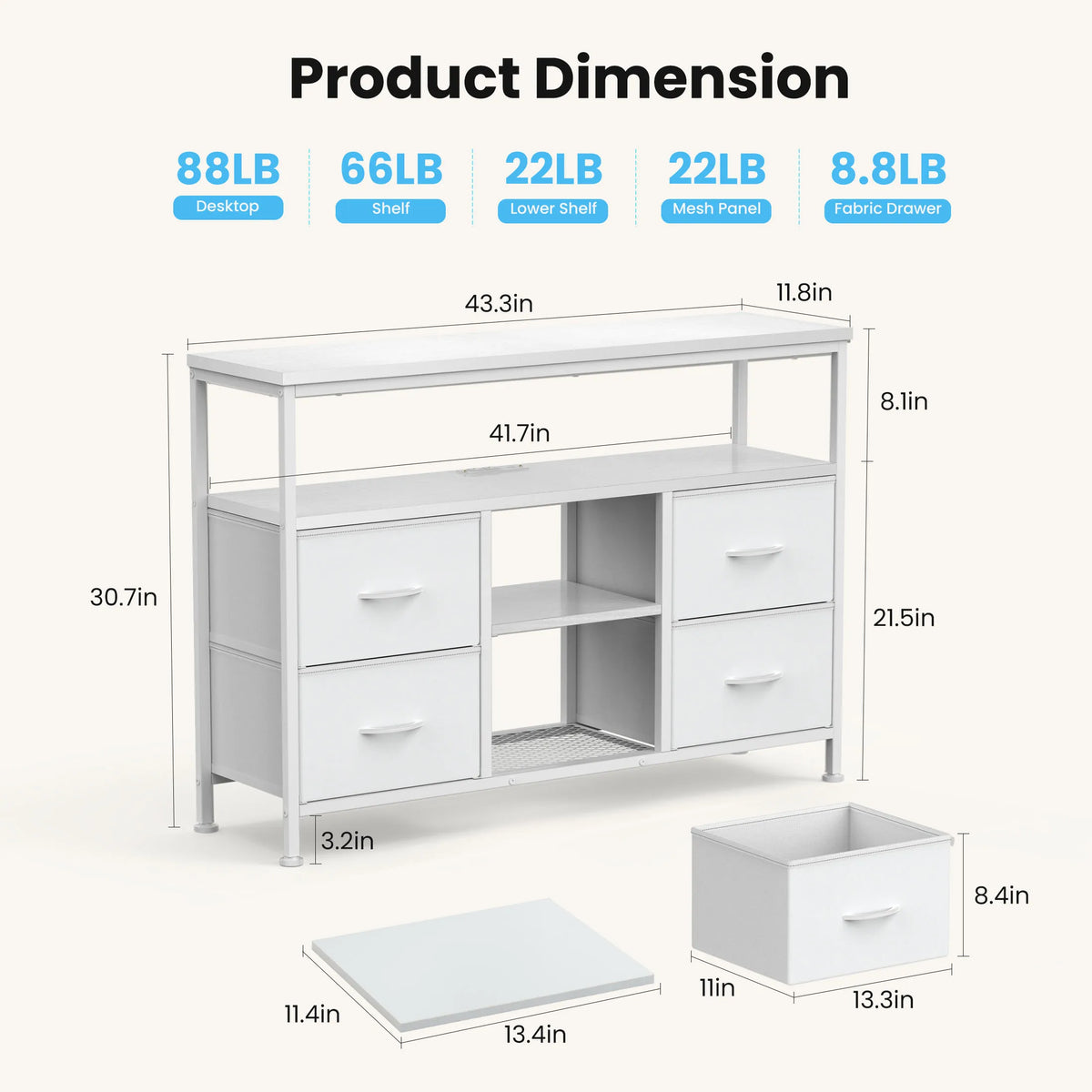 Four-Drawer LED Media Console detail 8