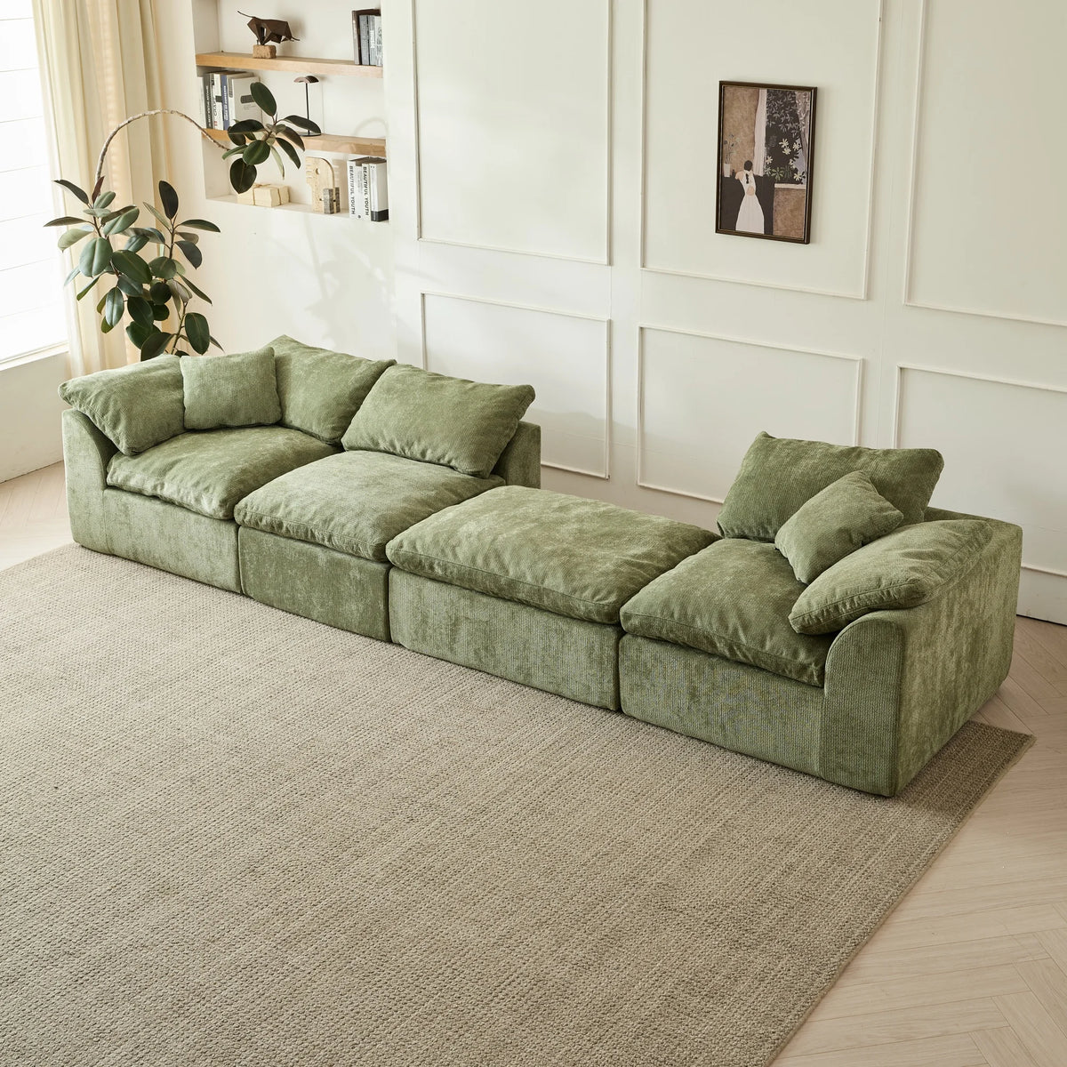 Chenille Sectional with Ottoman