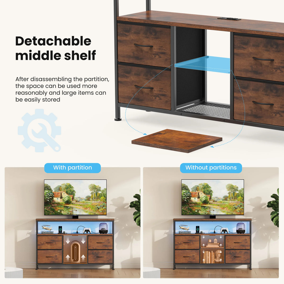 Four-Drawer LED Media Console