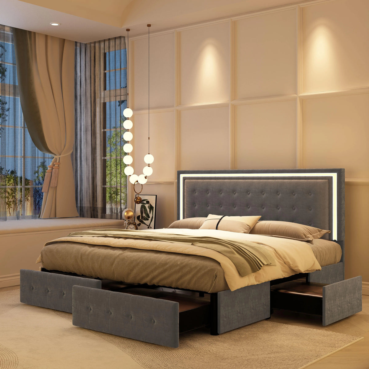 LED Storage Bed Frame detail 1