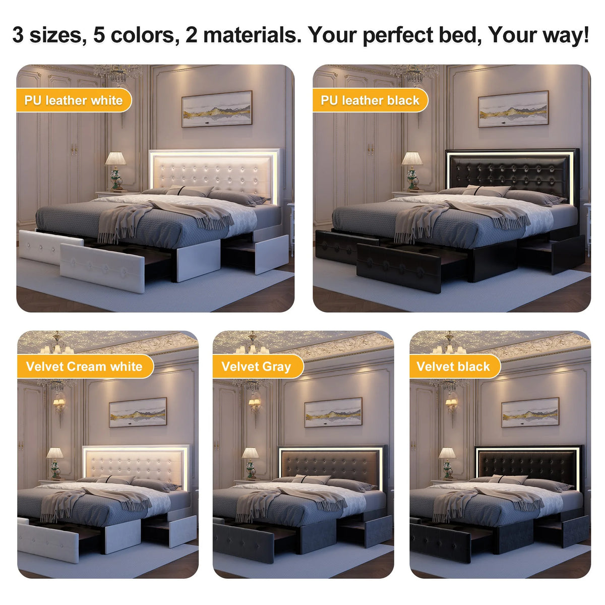 LED Storage Bed Frame detail 4