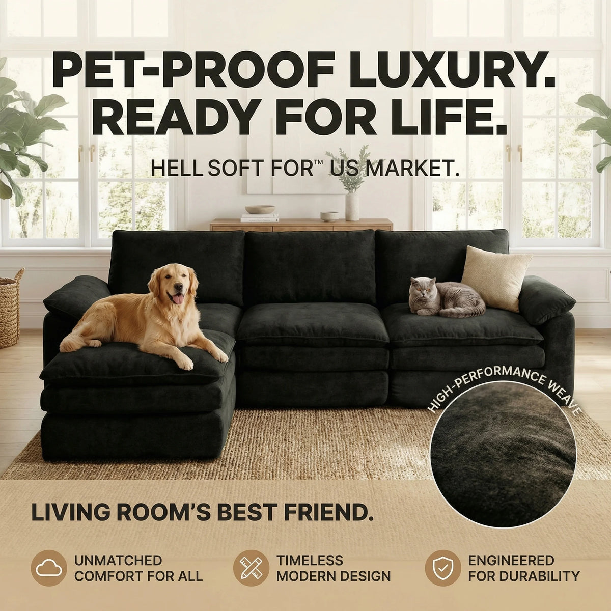 Chenille L-Shaped Sectional detail 6