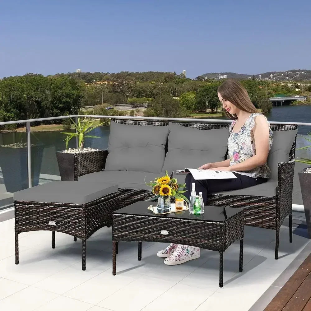 Sofa and Ottoman Patio Set detail 2