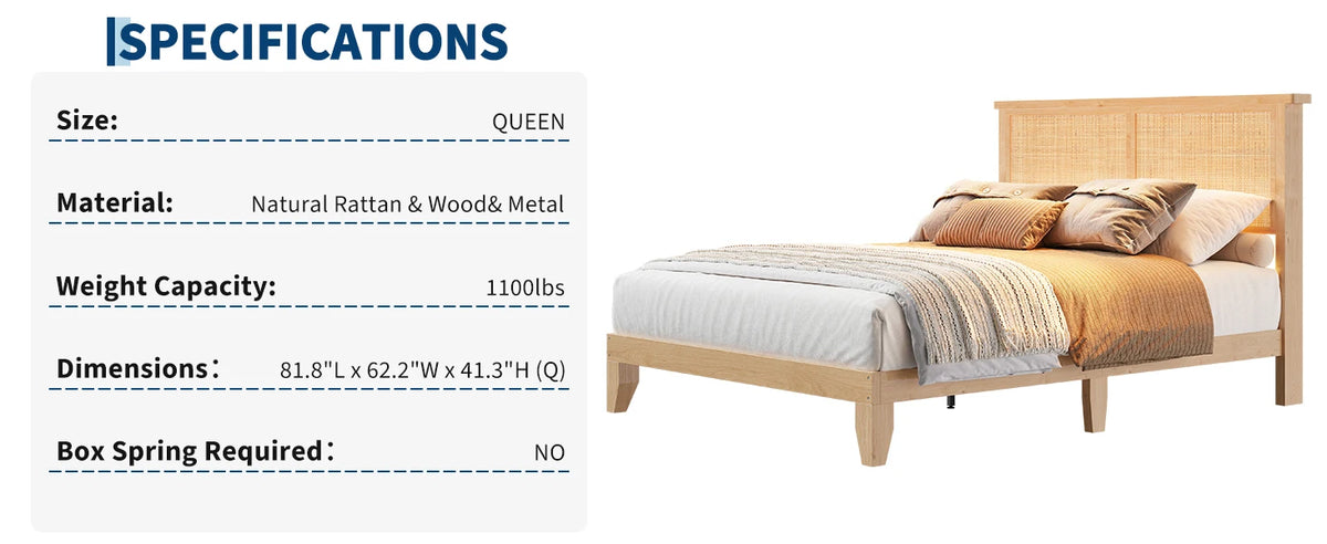 Rattan LED Platform Bed detail 5