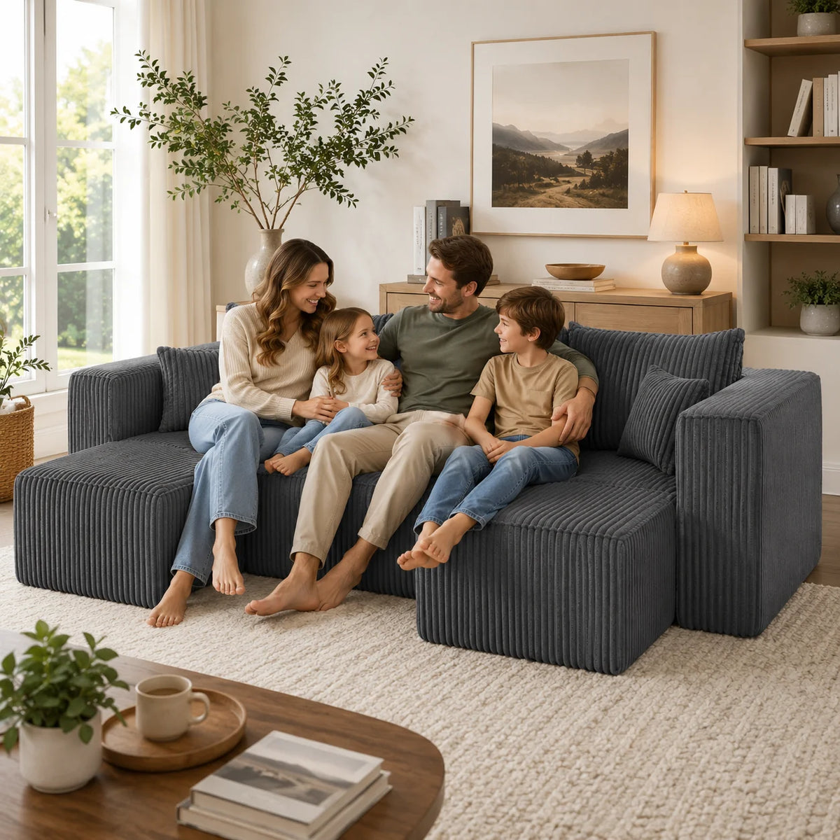 Three-Seat Corduroy Sectional