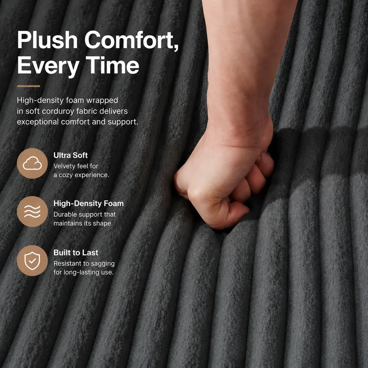 Three-Seat Corduroy Sectional