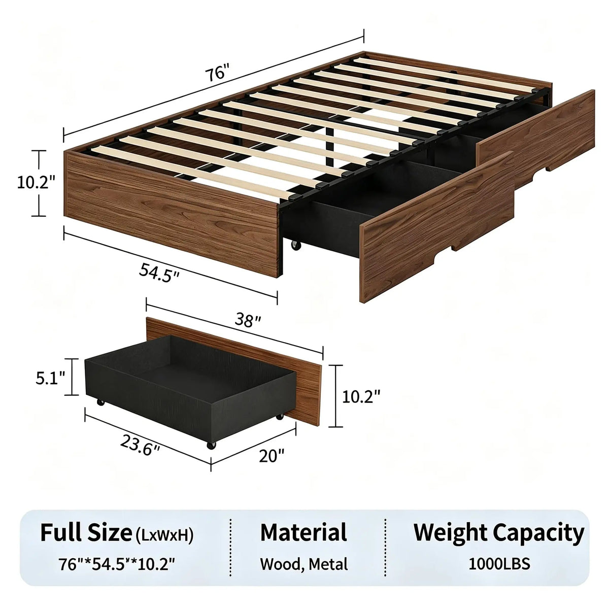 Full Storage Platform Bed