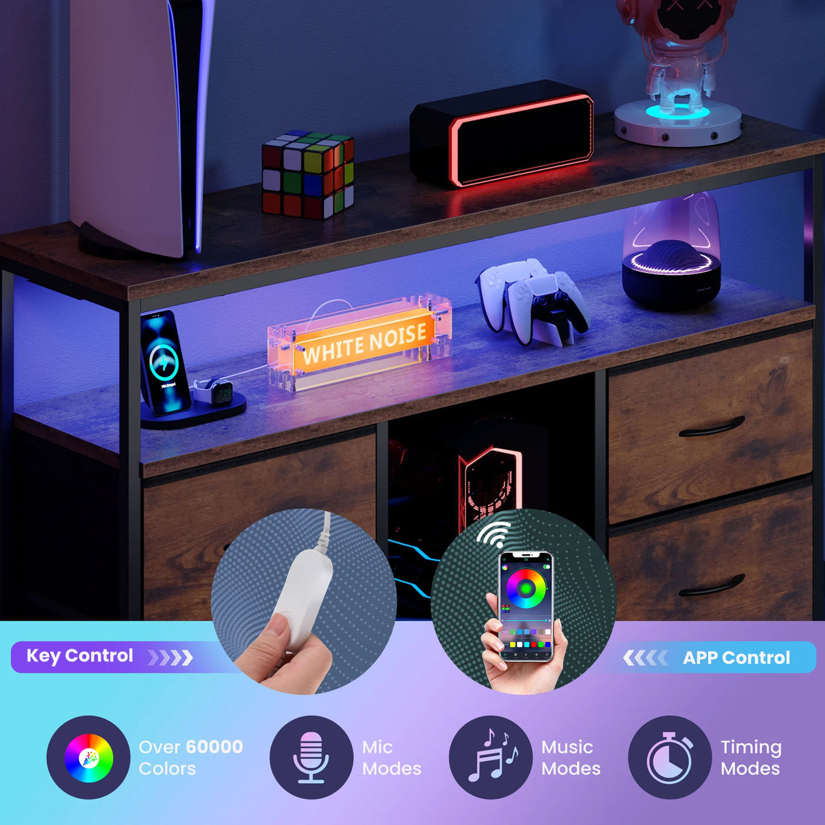 Four-Drawer LED Media Console