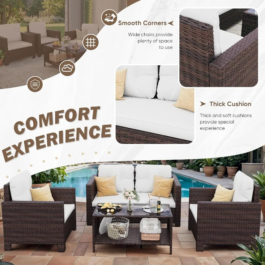 Four-Piece Bamboo Patio Set