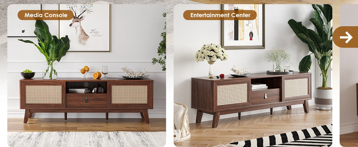 Rattan Door Media Console detail 3