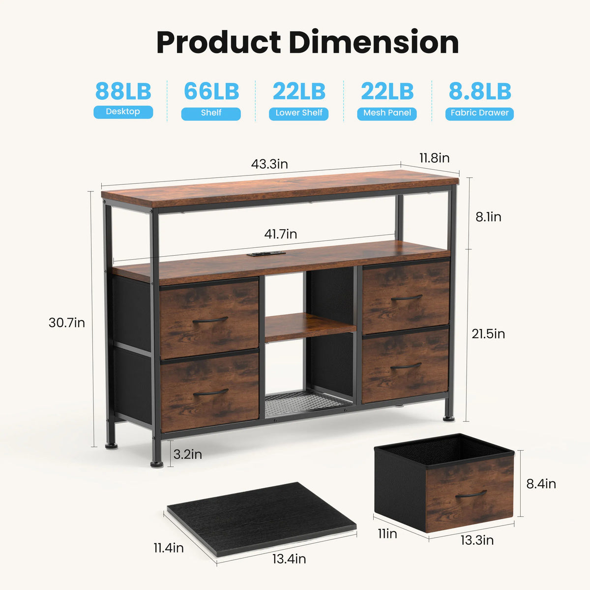 Four-Drawer LED Media Console