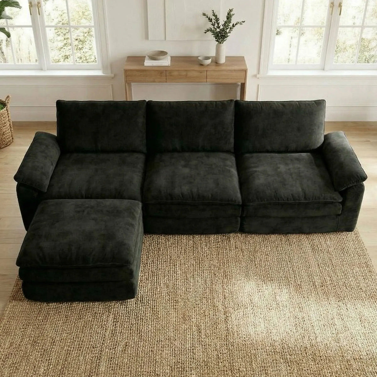 Chenille L-Shaped Sectional