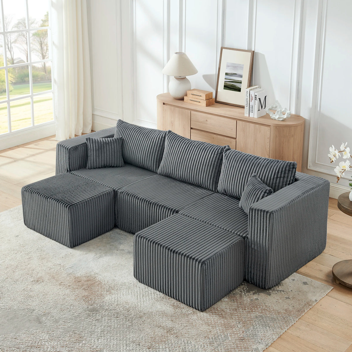Three-Seat Corduroy Sectional