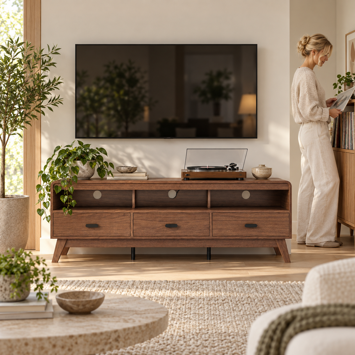 Wood Media Console