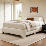 Bouclé Platform Bed Frame