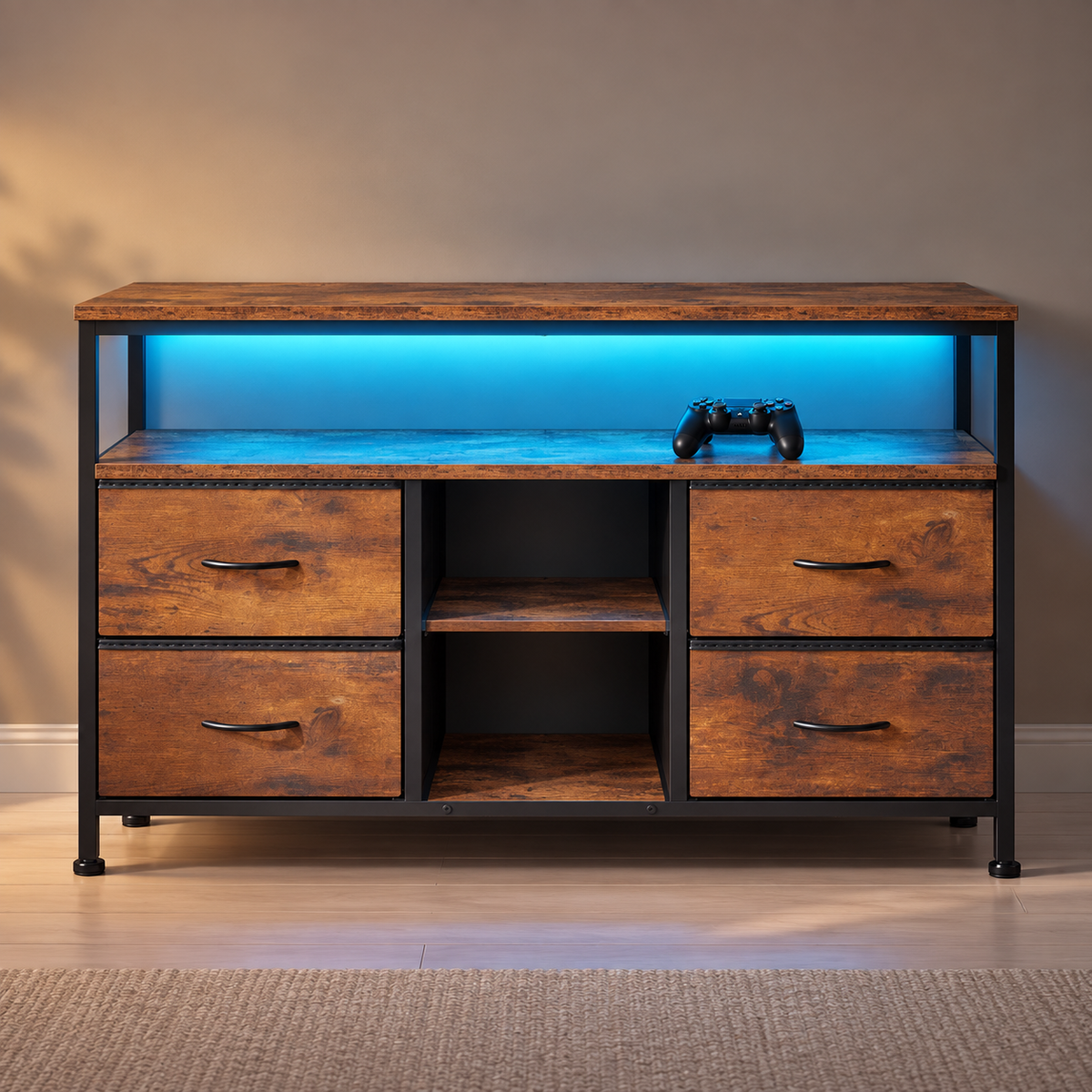 Four-Drawer LED Media Console
