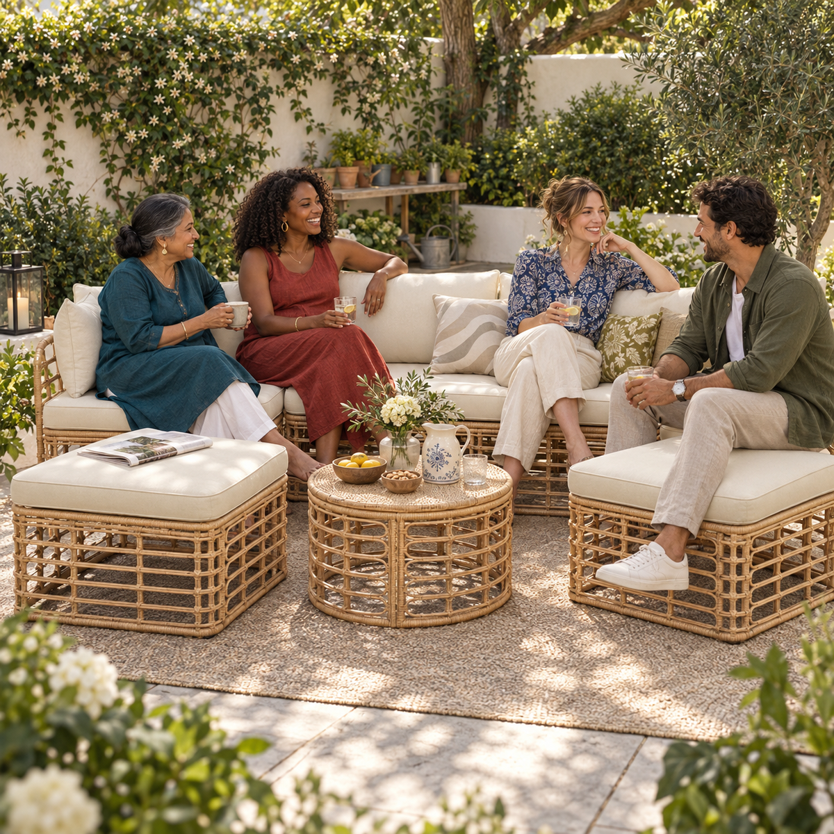 Seven-Piece Rattan Patio Set