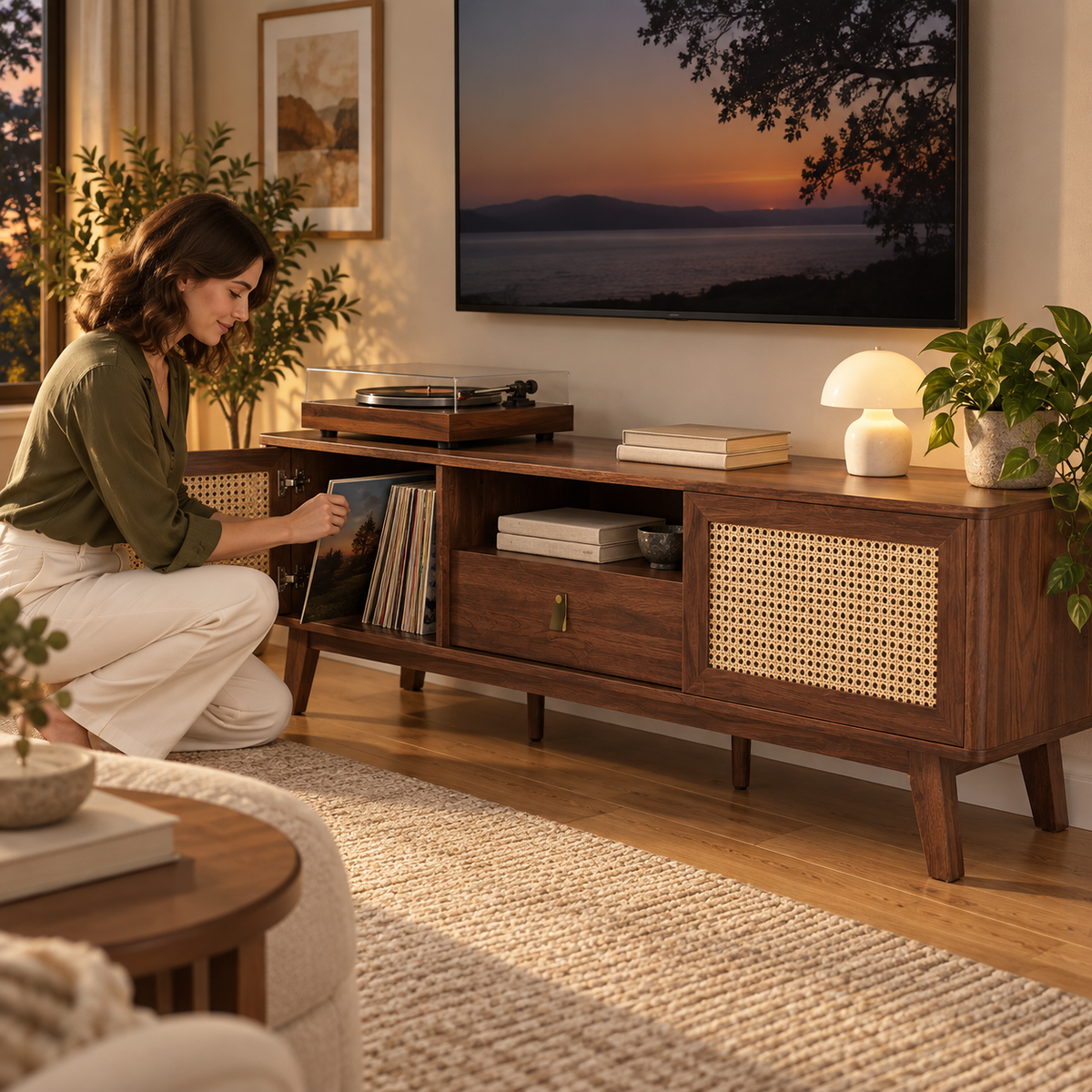 Rattan Door Media Console