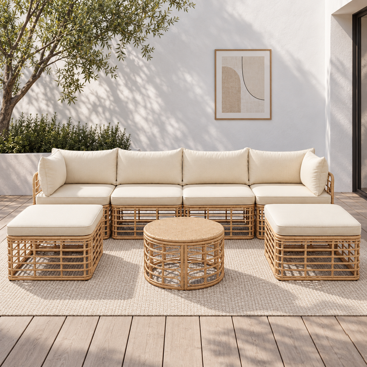 Seven-Piece Rattan Patio Set