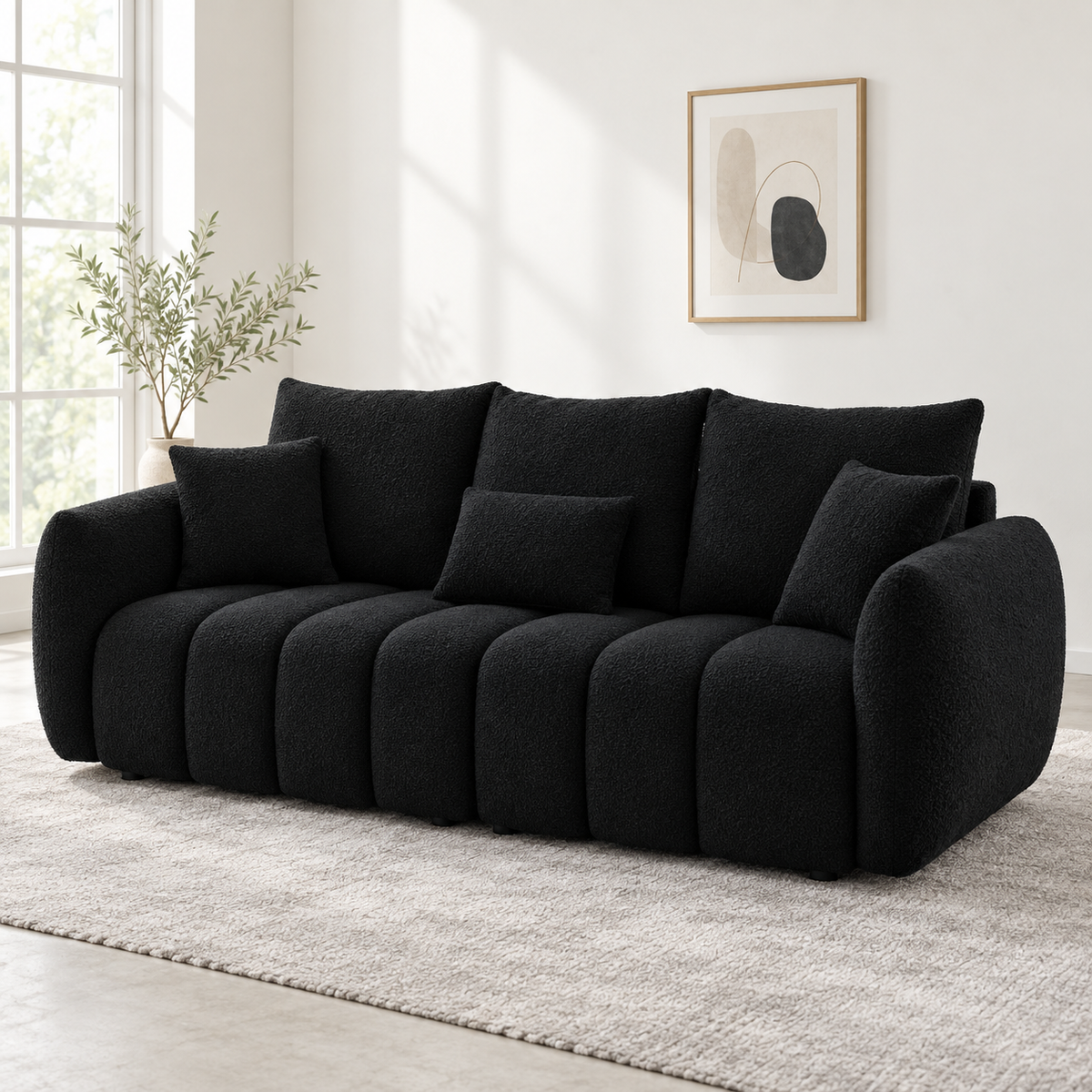 Bouclé Three-Seat Modular Sofa