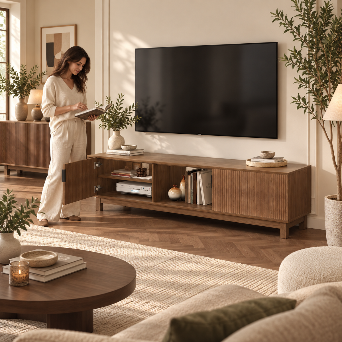 Fluted Wood Media Console