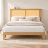 Full Rattan LED Platform Bed