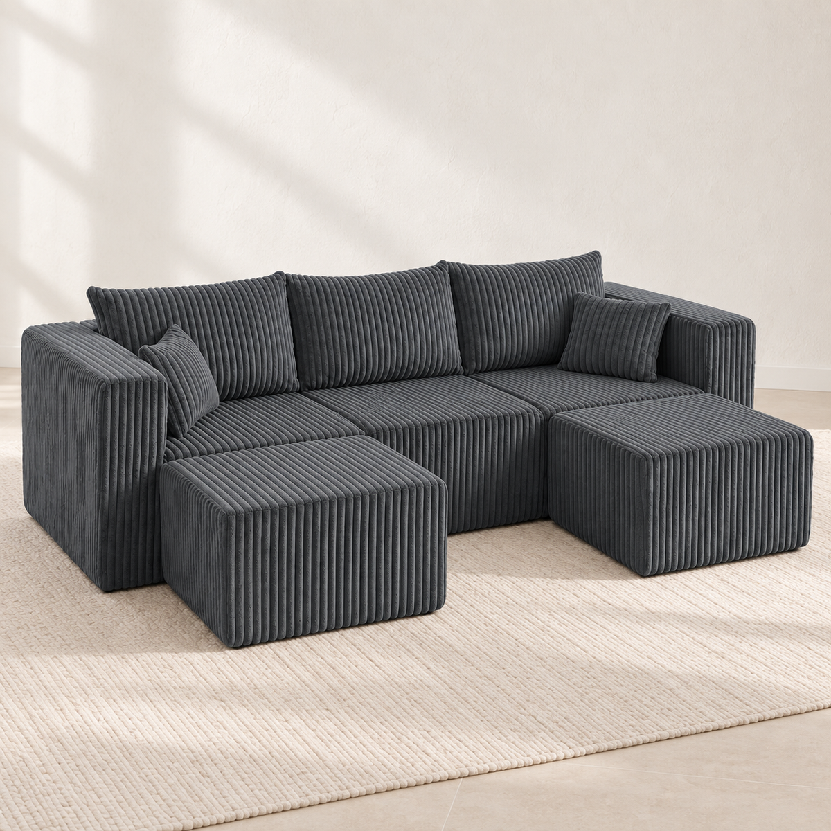 Three-Seat Corduroy Sectional